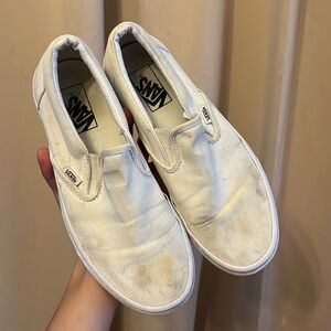 VANS slip-ons white canvas shoes women's size 9.5 mens size 8